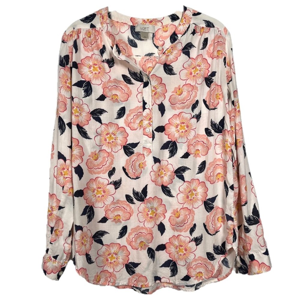 Ann Taylor LOFT Outlet Floral Lightweight Long Sleeve Top Size XS